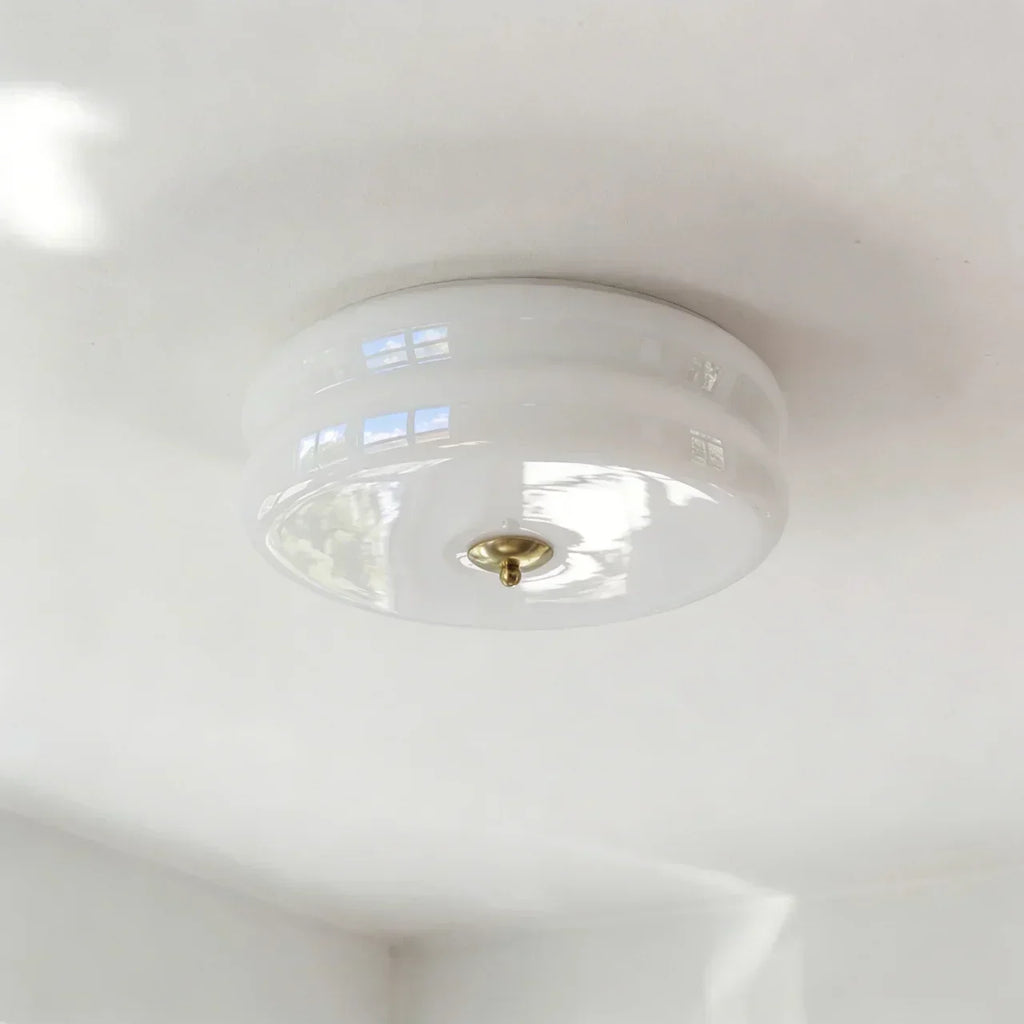 Art Deco Cream Glass Ceiling Light With Flush Mount And Integrated LED For Indoor Use