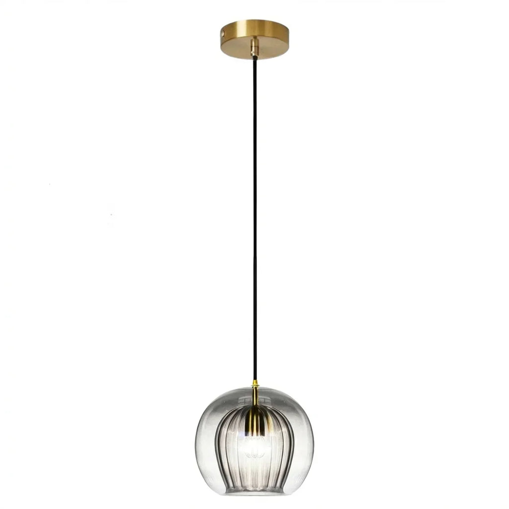 Rounded Glass Pendant Ceiling Light With Cable Suspension Available In Multiple Sizes