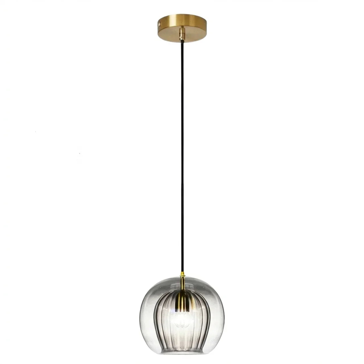 Rounded Glass Pendant Ceiling Light With Cable Suspension Available In Multiple Sizes
