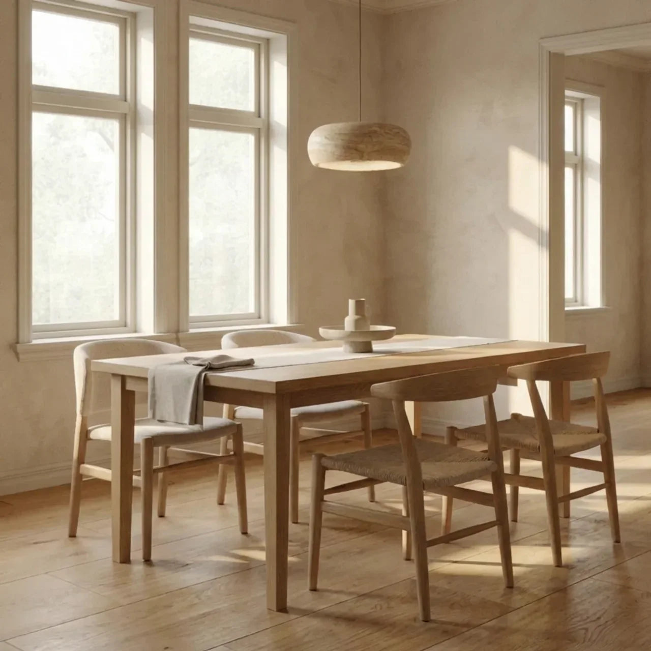 Pendant Light In Travertine With Integrated LED For Ceiling Mount Indoor Lighting