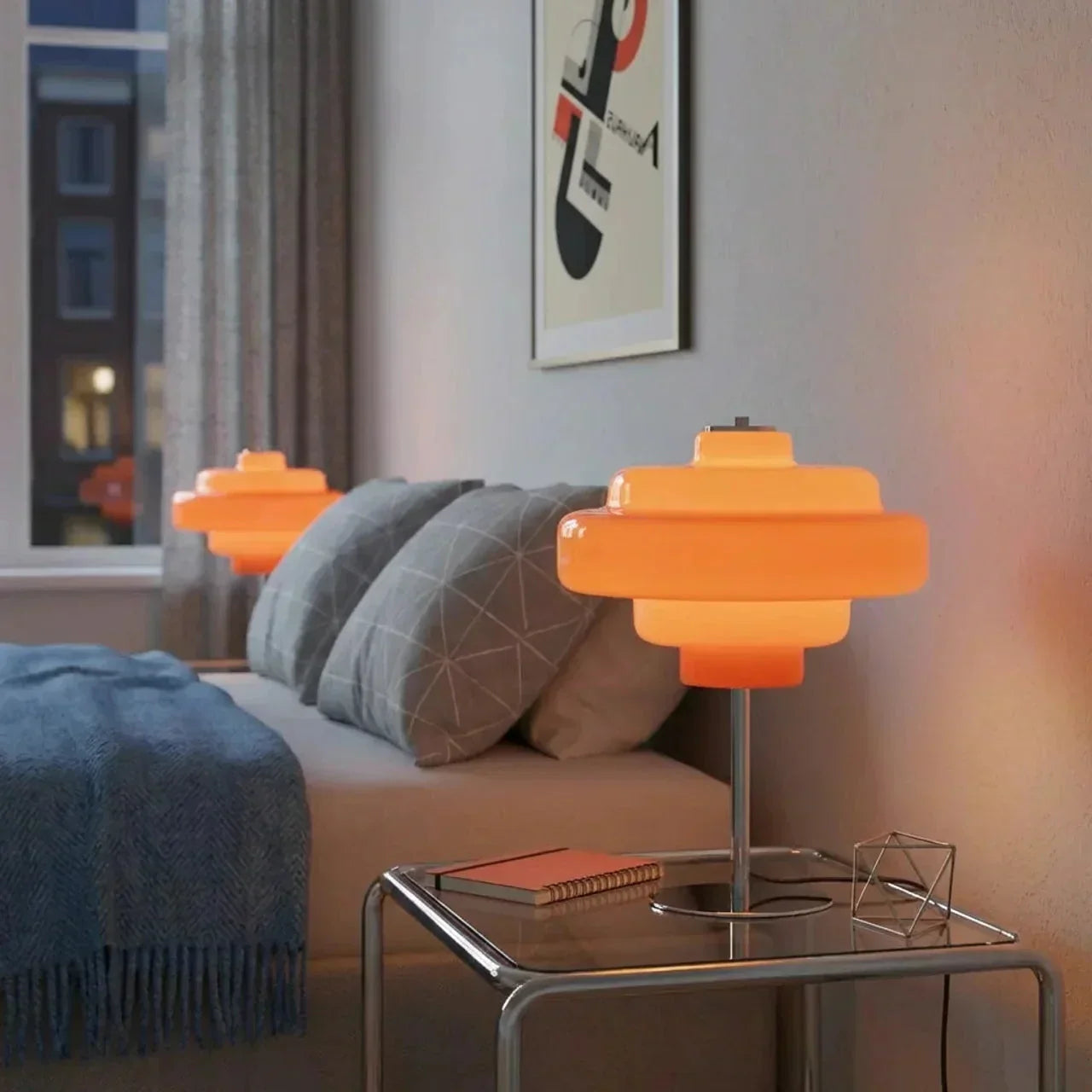 Bauhaus Style Lamp With Coloured Glass Accents For Modern Living Rooms And Hallways