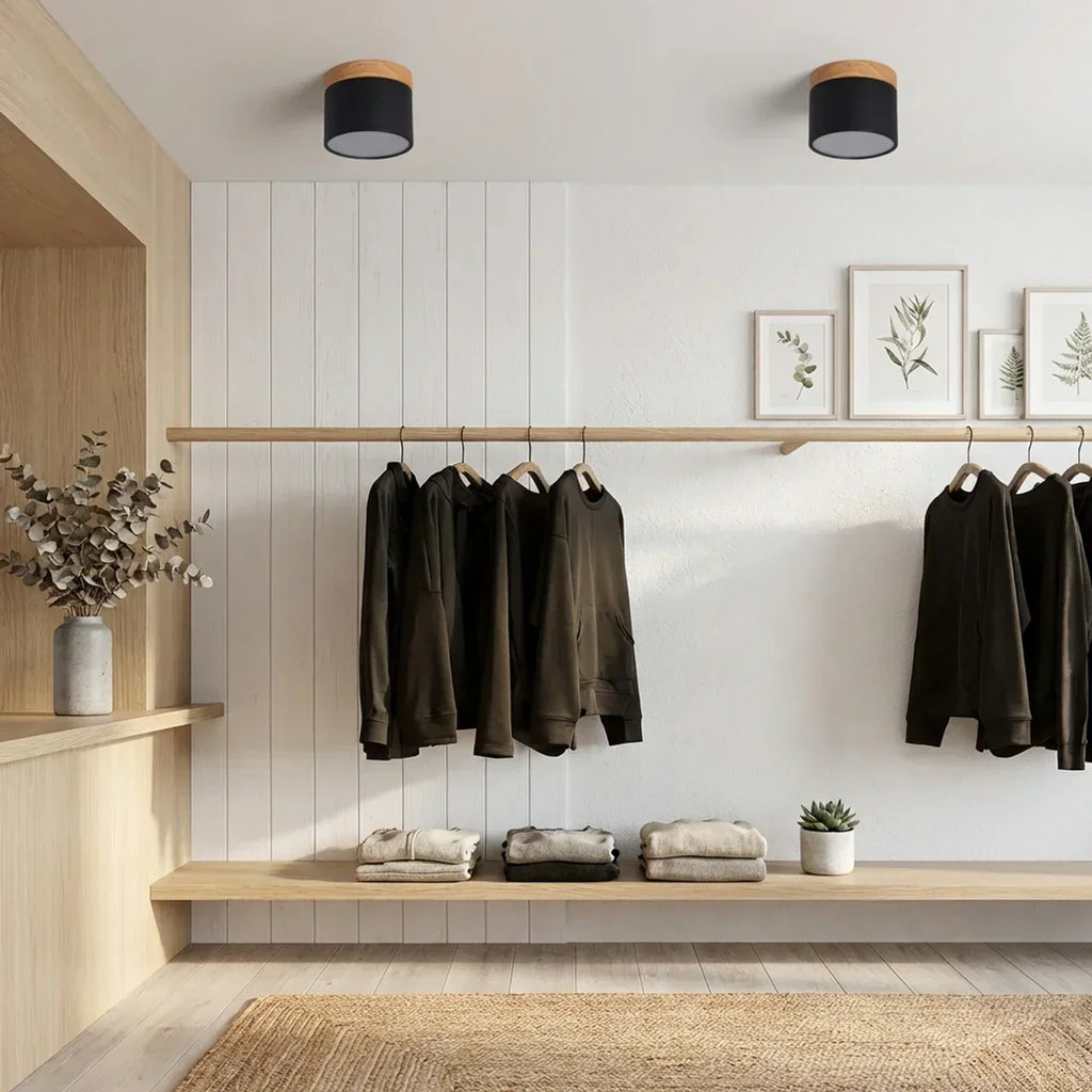 Ceiling Light Fixture Featuring LED In Flush Mount Solid Wood Colour Accent For Modern Homes