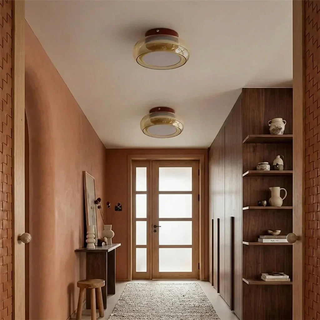 Low Profile Glass And Flush Mount Ceiling Light Fixture For Hallways And Bedrooms Soft Lighting