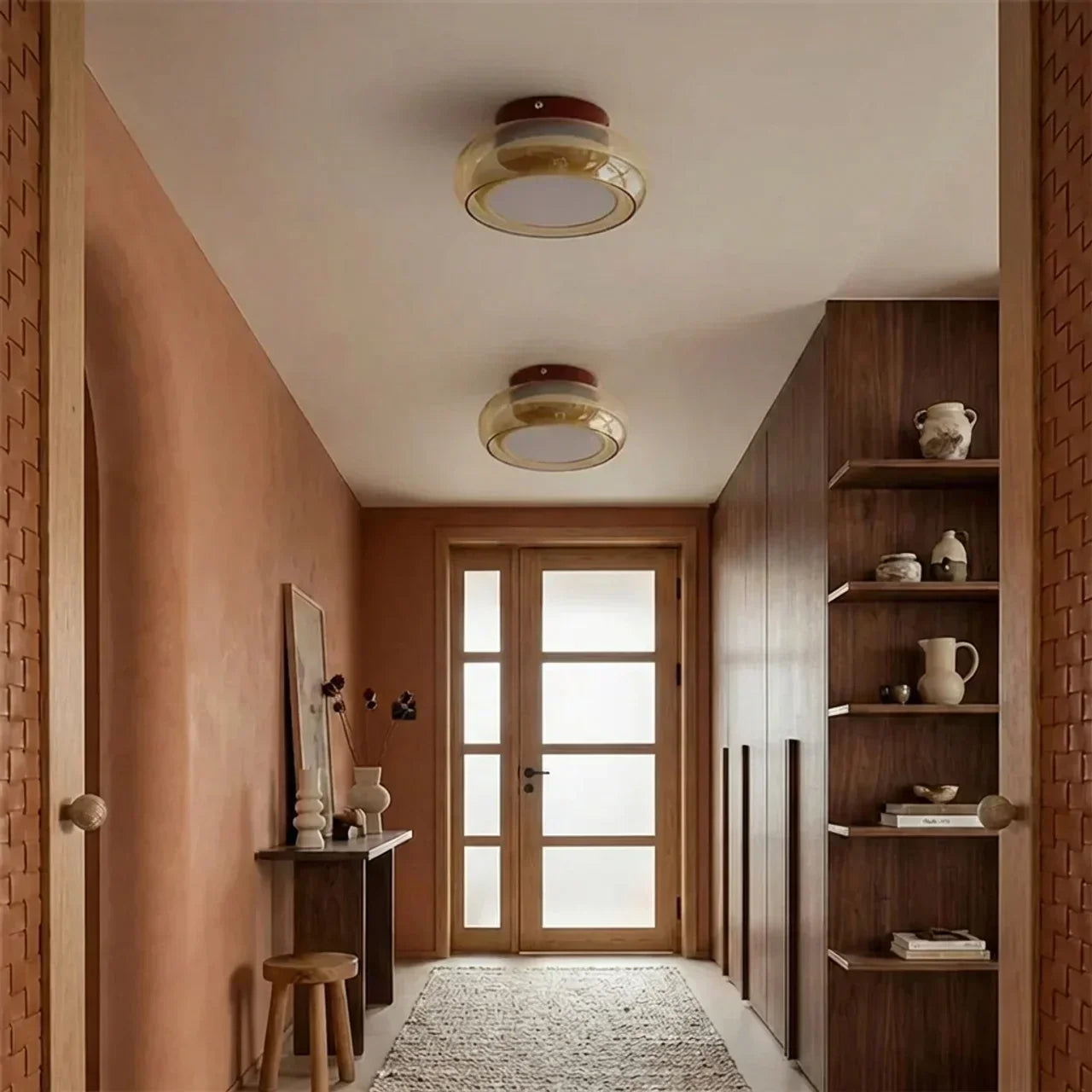 Low Profile Glass And Flush Mount Ceiling Light Fixture For Hallways And Bedrooms Soft Lighting