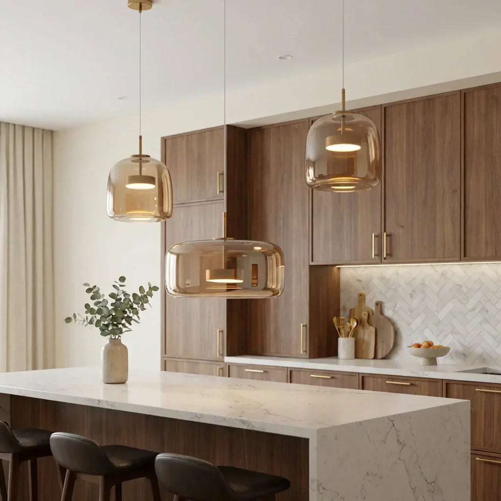 Modern Pendant Light With Smoked Glass Shade And Integrated LED For Ceiling Mount In Modern Homes And Offices