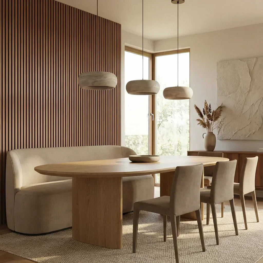 Pendant Light In Travertine With Integrated LED For Ceiling Mount Indoor Lighting