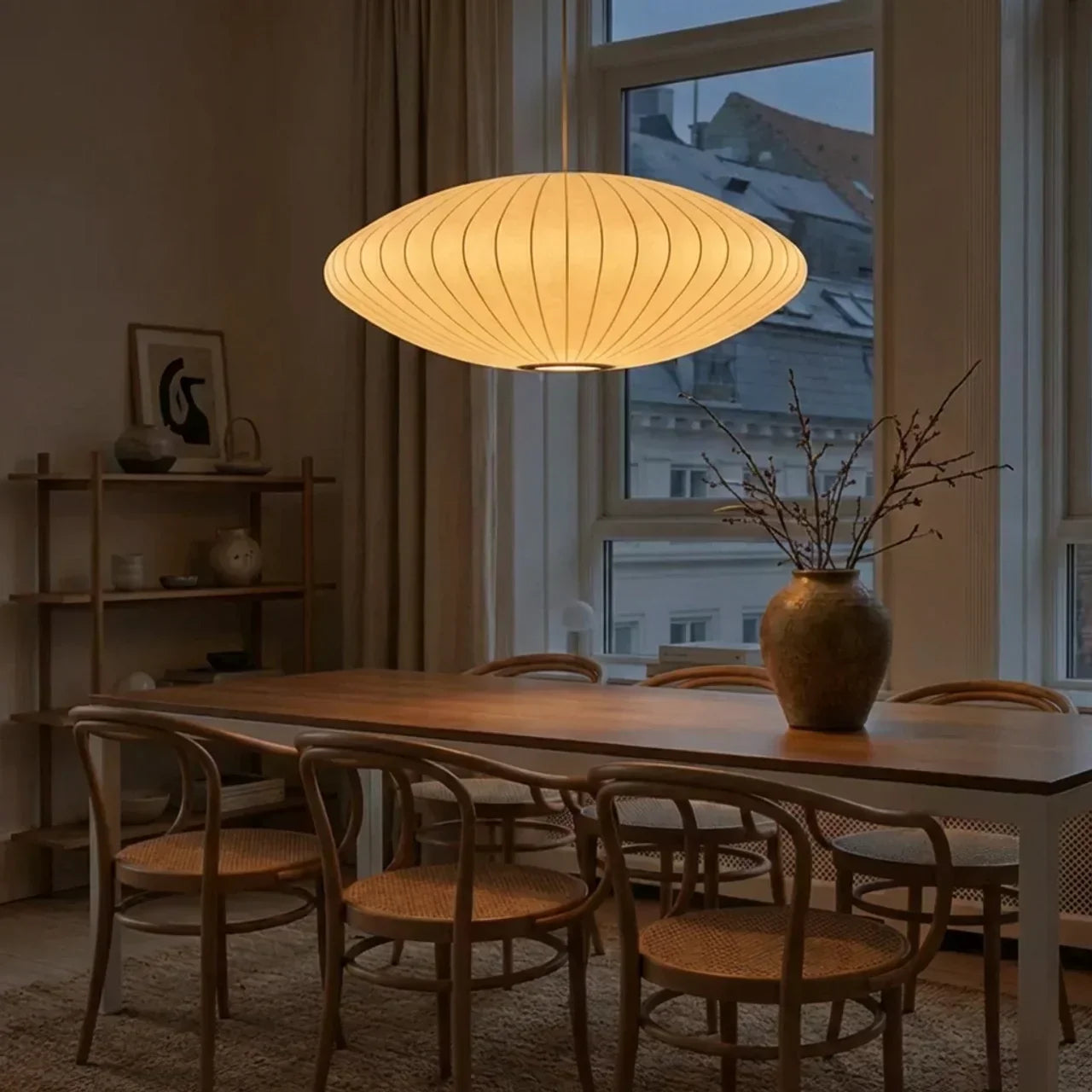 Silk Pendant Ceiling Light With Minimalist Shade For Warm Diffused Indoor Ambience