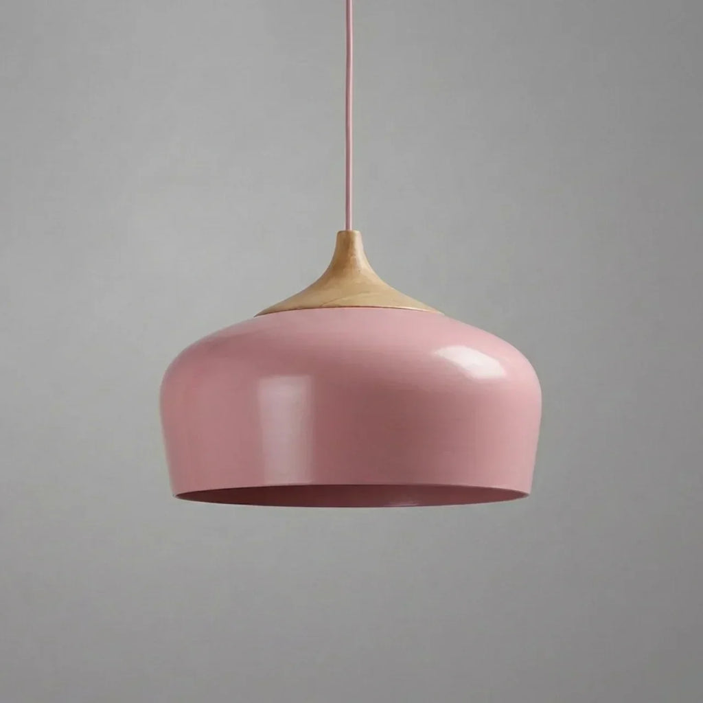 Geometric Sculptural Pendant Light With Metal Shade And Wood Accent For Modern Interiors