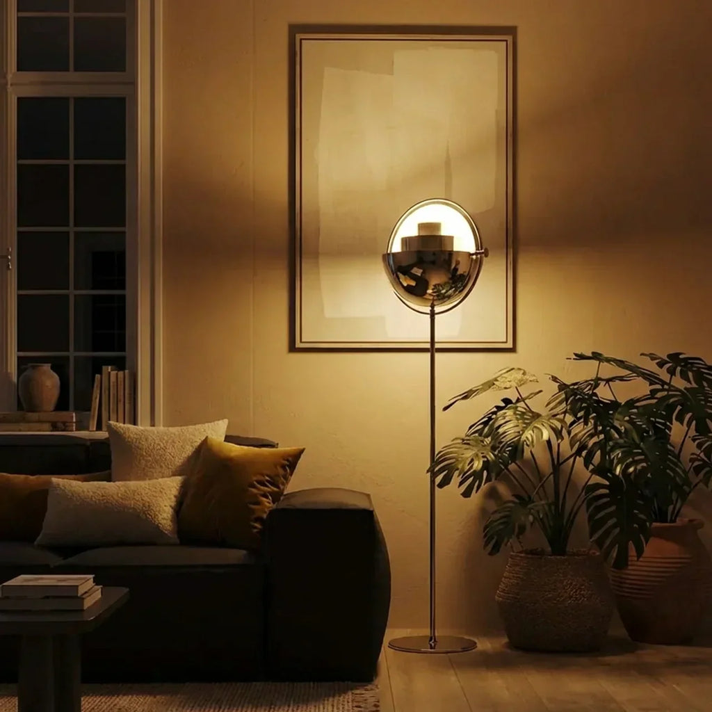 Directional Floor Lamp With Adjustable Shade In Danish Modern Style For Residential Interiors
