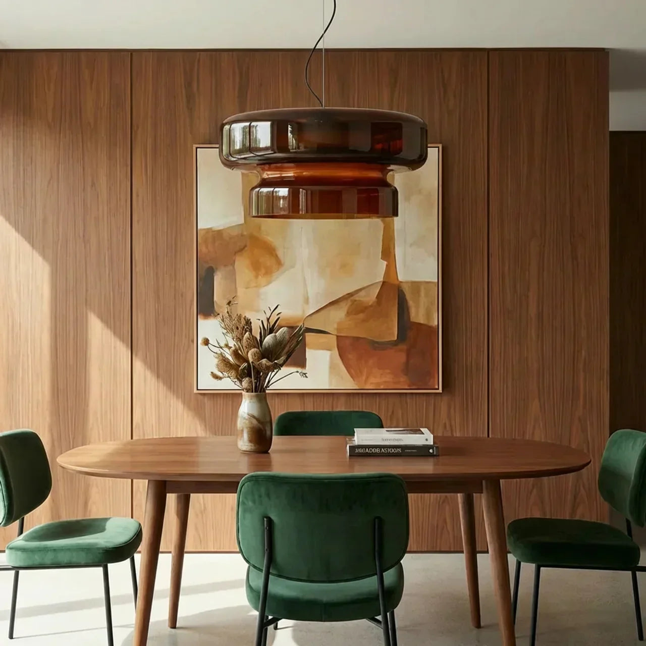 Two Tier Light With Coloured Glass, Bauhaus Style Pendant For Modern Homes Geometric Ceiling Fixture