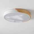 Round Wood Ceiling Light With LED Design And Flush Mount Style For Modern Indoor Living