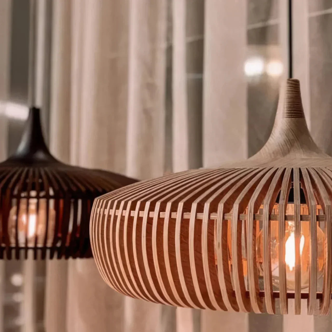 Warm Glow Wood Pendant Light With Minimalist Dome For Modern Interiors And Calm Ambience