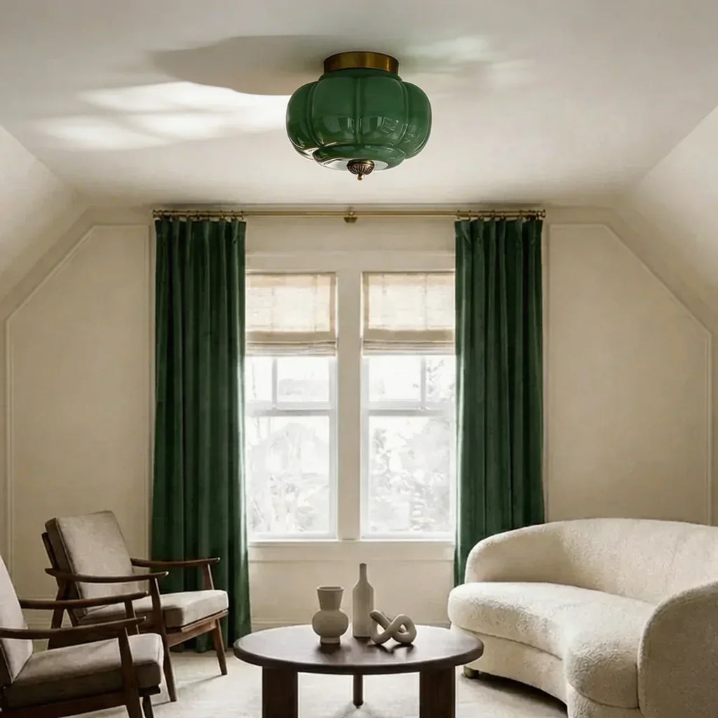 Timeless Milk Glass Ceiling Light With Semi-Flush Mount For Indoor Rooms And Hallways