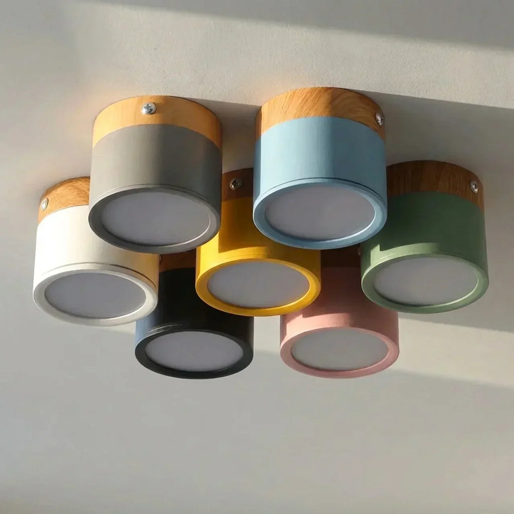 Ceiling Light Fixture Featuring LED In Flush Mount Solid Wood Colour Accent For Modern Homes