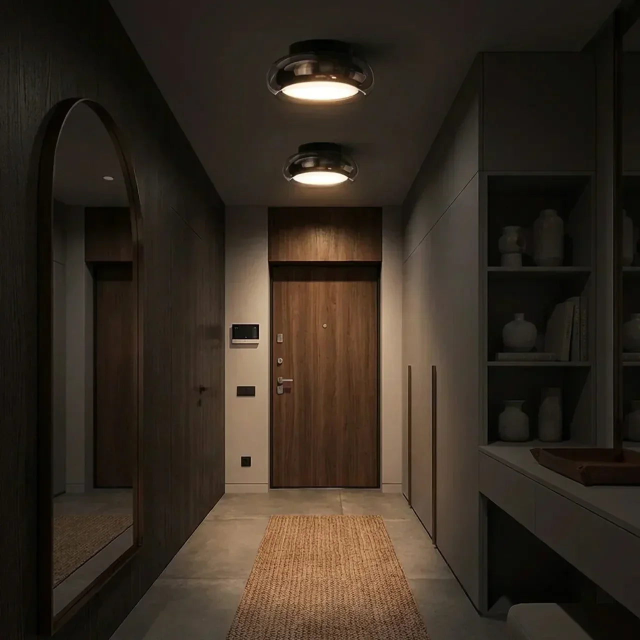 Low Profile Glass And Flush Mount Ceiling Light Fixture For Hallways And Bedrooms Soft Lighting