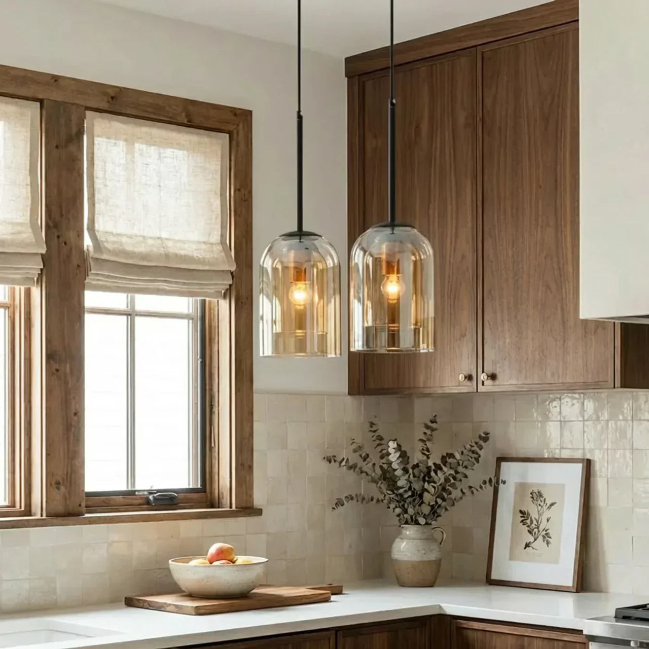 Double Glass Dome Pendant Light Fixture For Dining Rooms Bedrooms And Living Spaces