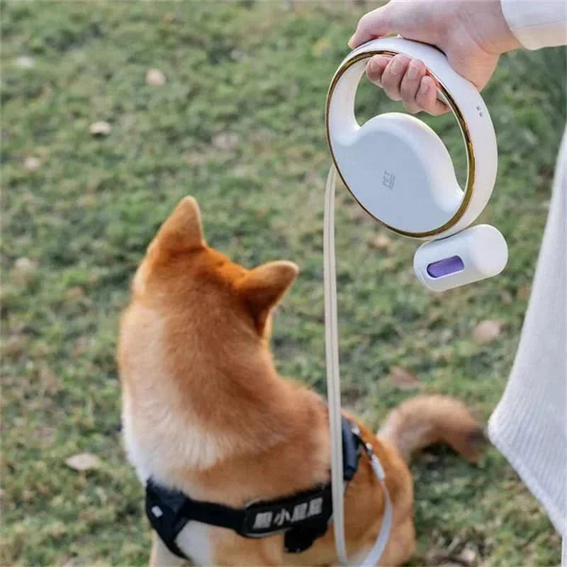 LumaPaw Auto Leash 3-Meter Length — Integrated LED Safety Light, Built-In Poo Bag Holder