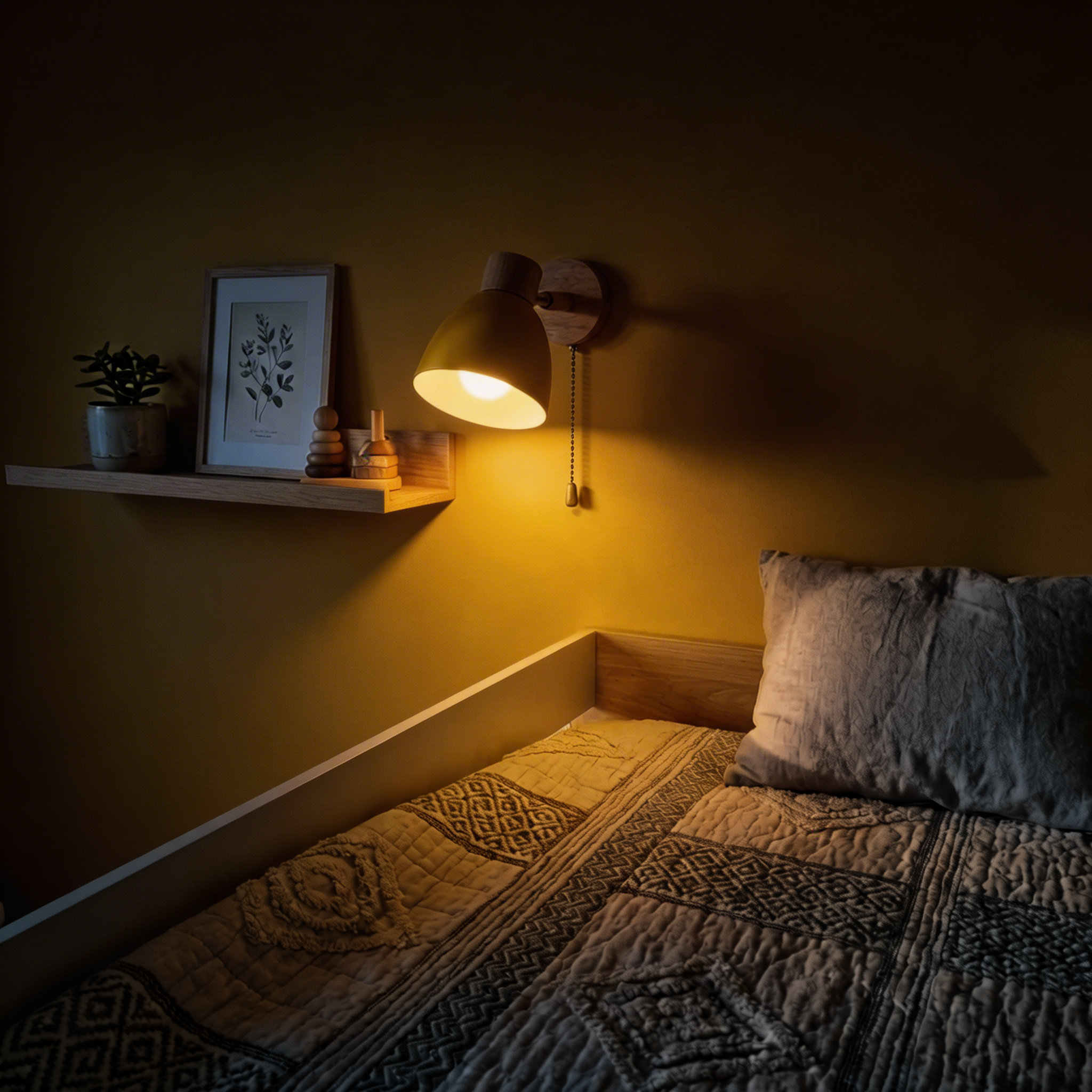 Wood and Metal Wall Sconce Light With Adjustable Shade for Indoor Living Rooms and Bedrooms