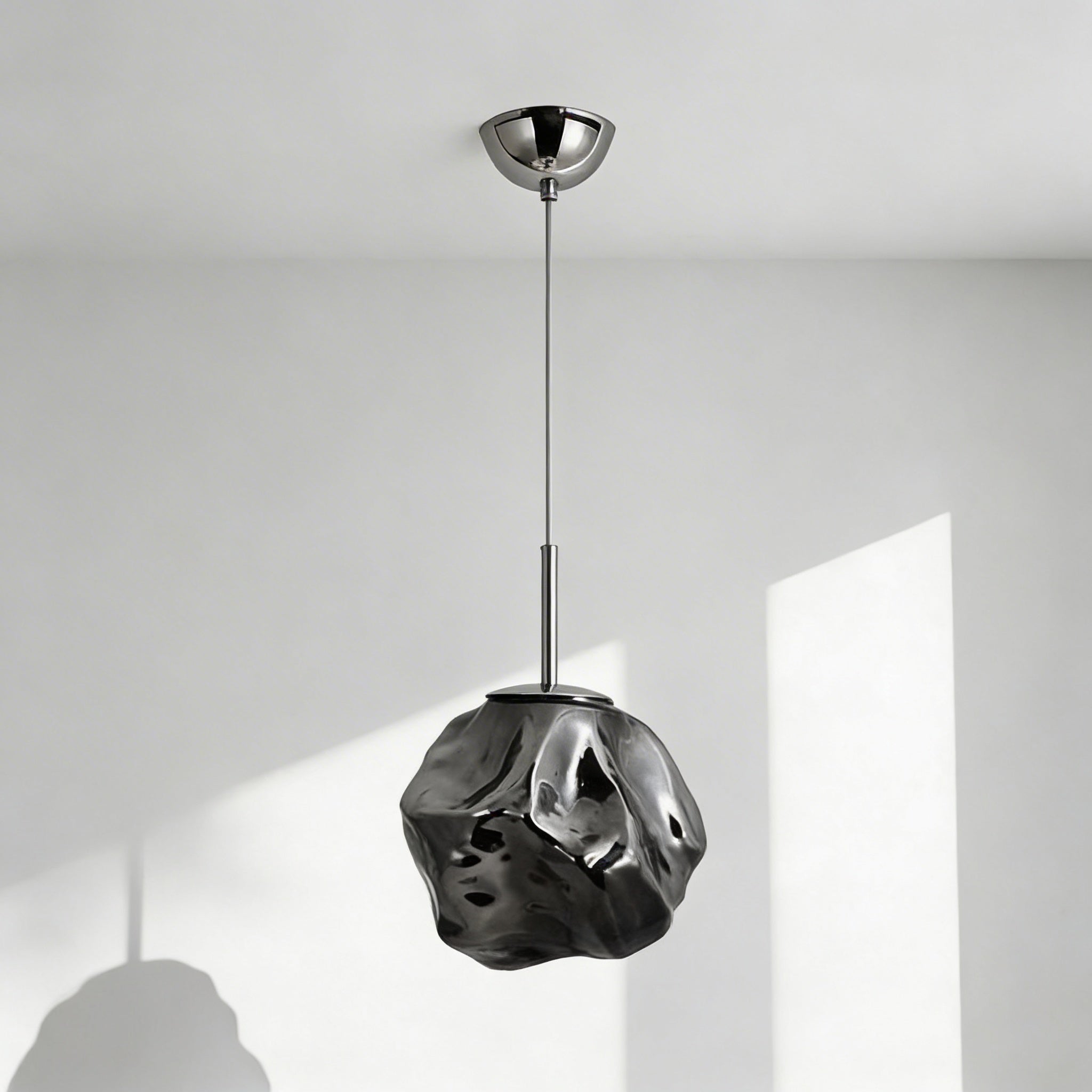 Molten Glass Hanging Light With Sculptural Shade For Modern Interiors And Warm Ambience