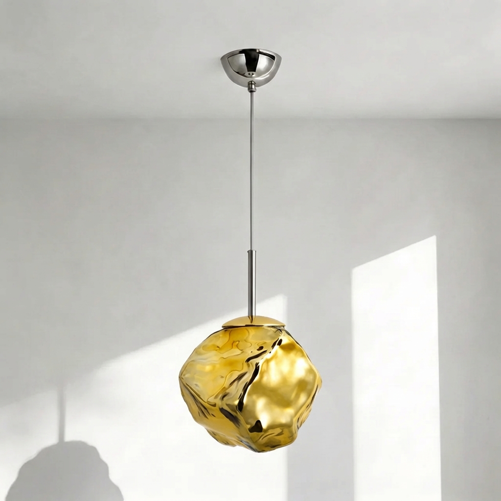 Molten Glass Hanging Light With Sculptural Shade For Modern Interiors And Warm Ambience
