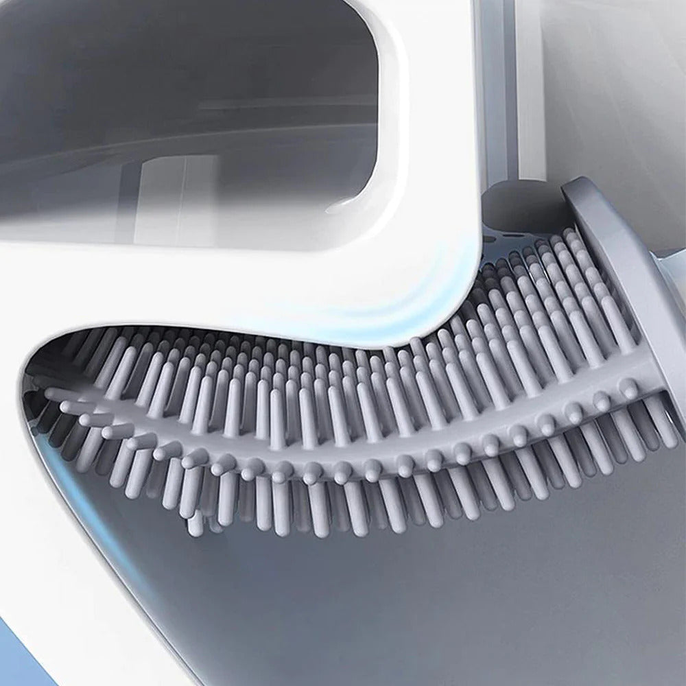 Silicone Flexible Wall-Mount Toilet Brush With Holder, Hygienic No-Drill Cleaning