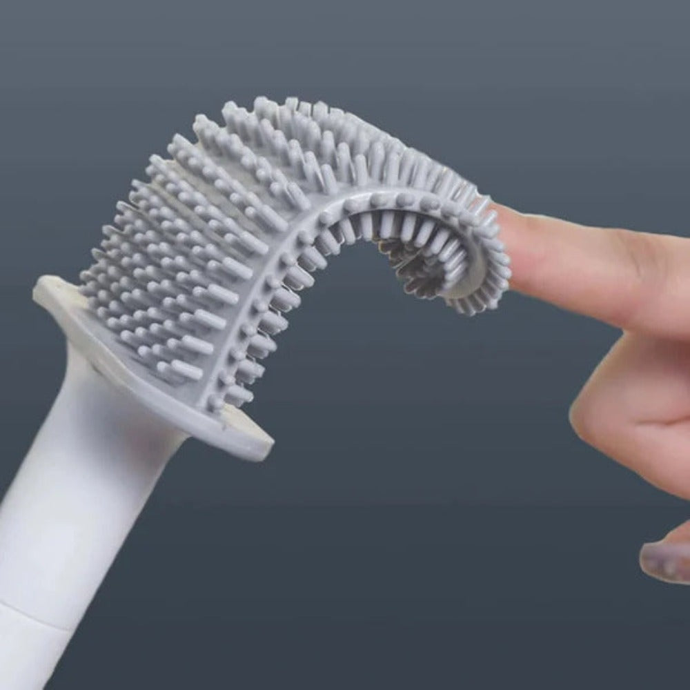 Silicone Flexible Wall-Mount Toilet Brush With Holder, Hygienic No-Drill Cleaning