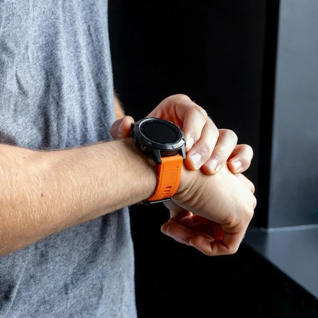 Garmin Fenix 5 Plus und 6 Pro orangefarbenes Silikonarmband