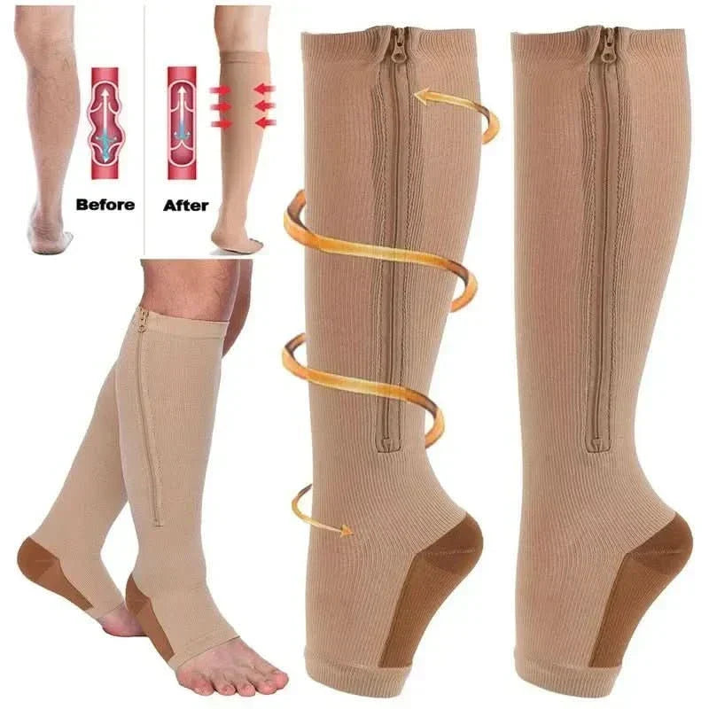 NovaCircula fokozatos kompressziós zokni cipzárral, 20–30 mmHg