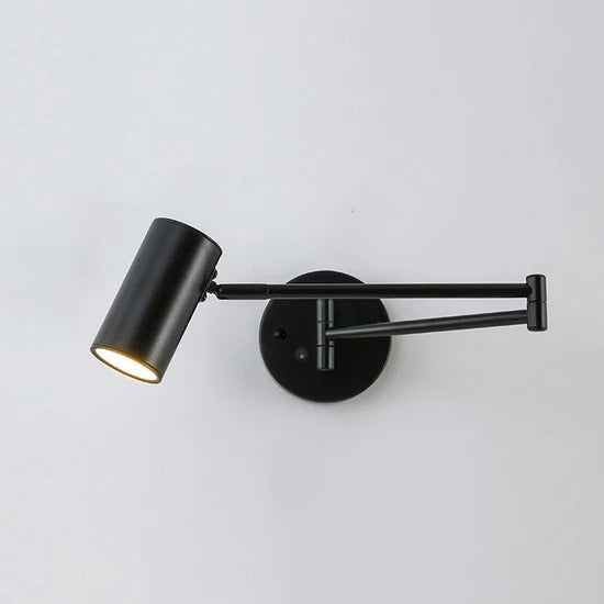 Versatile Wall Light With Adjustable Arm And Cylindrical Spotlight In Brass Or Black Metal
