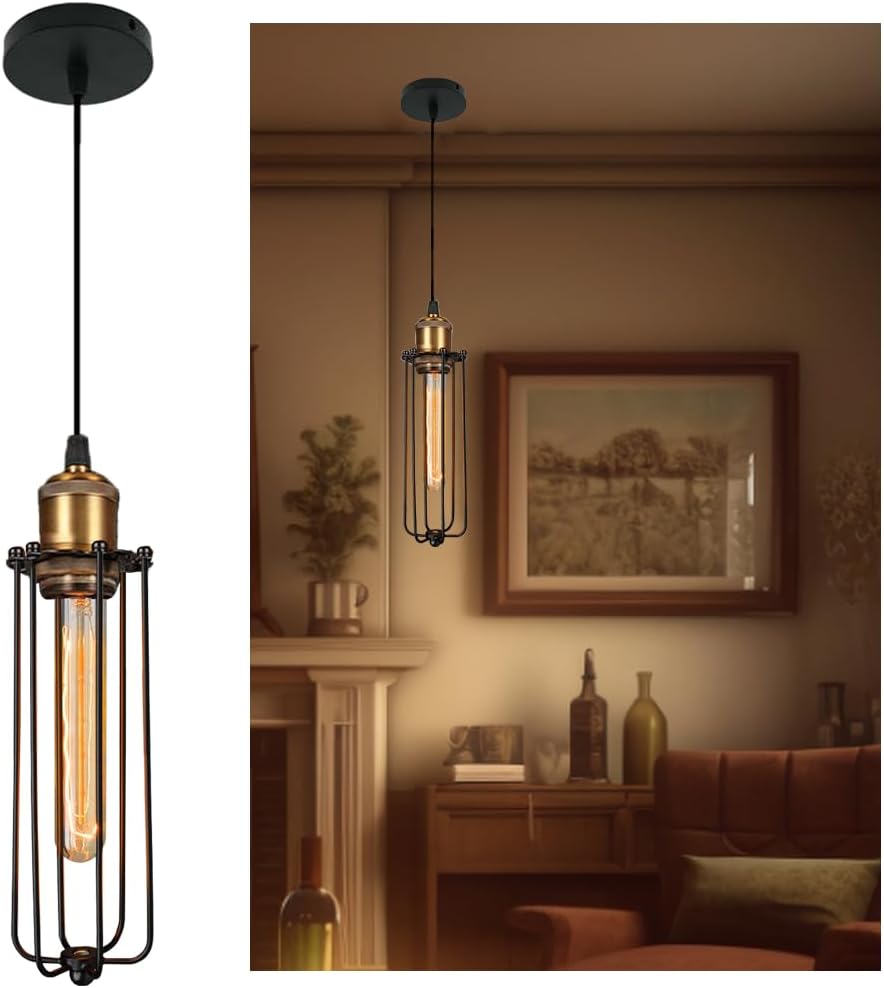 Vintage Cage Pendant Light – Industrial Style Hanging Lamp | Ka-mostore