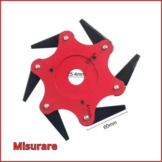 锰钢割草机刀头 — 6齿，25.4 mm