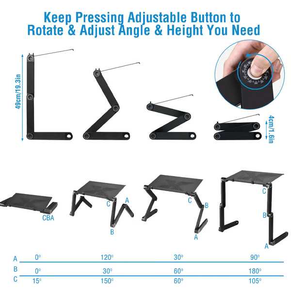 Ergonomic Adjustable Laptop Stand With Rotating Legs And Mouse Pad For 21 Inch Laptops