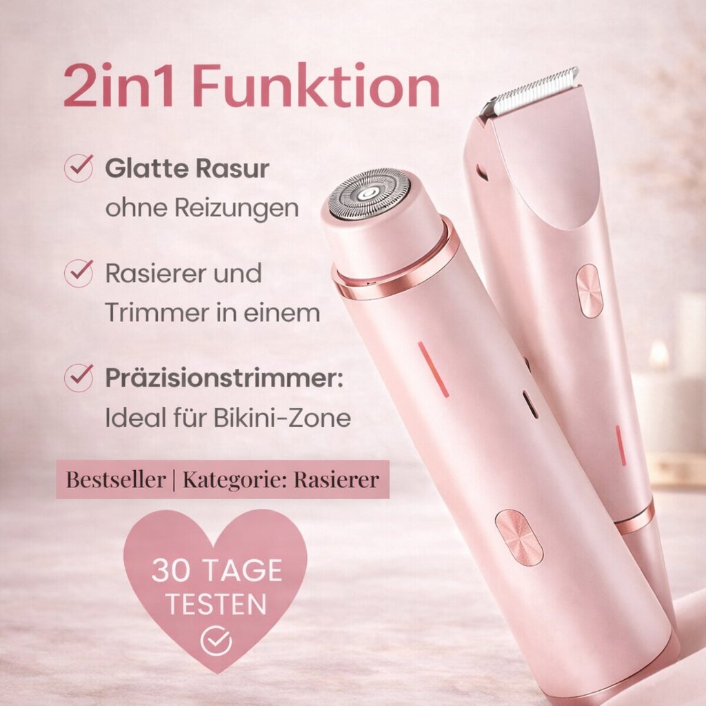 Dámský elektrický holicí strojek IntimLisse na intimní partie — 2 nástavce, šetrné odstraňování chloupků