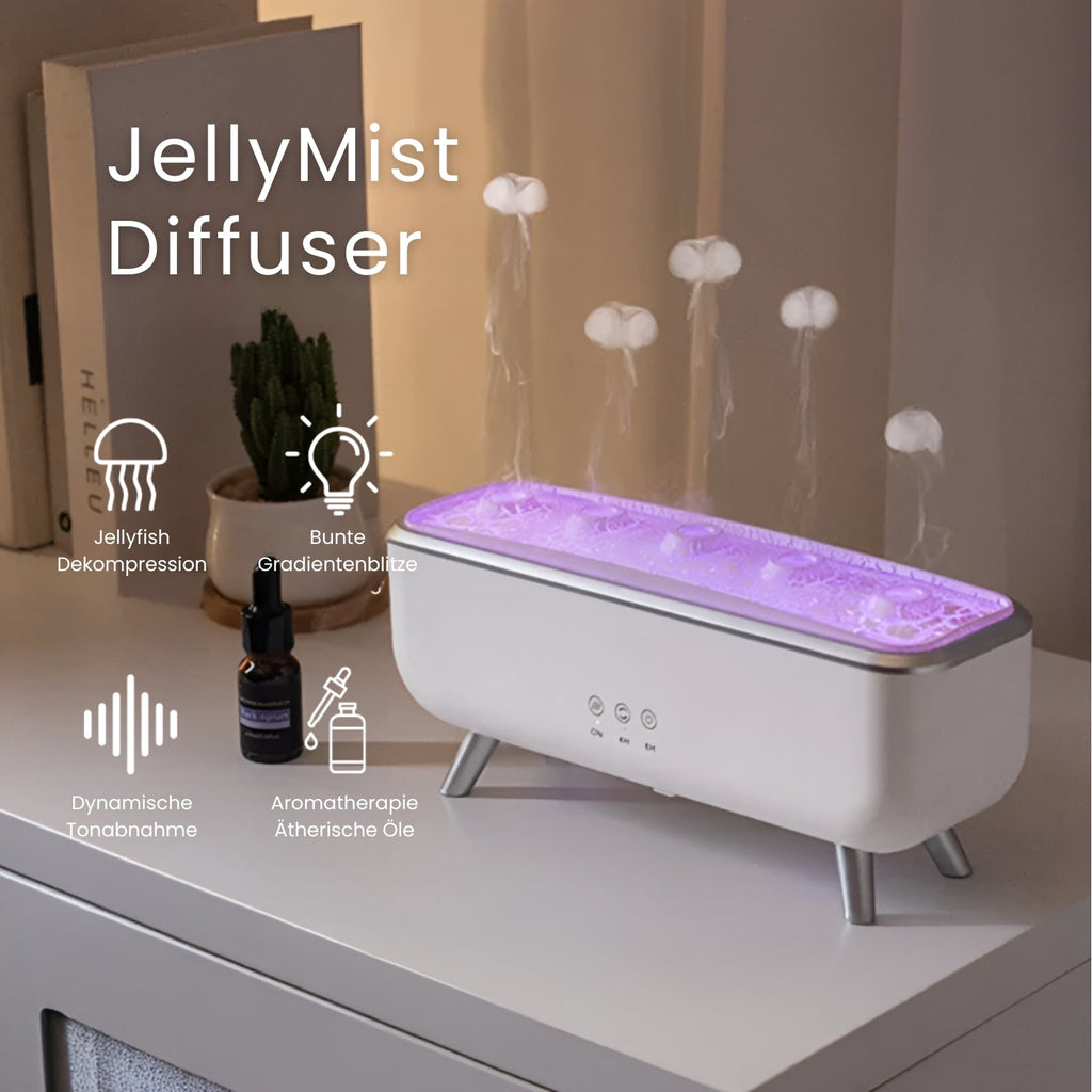 JellyMist מפיץ ארומתרפיה — אפקט ערפל מדוזה, שני מצבים, חמש פיות יציאה ואור צבעוני