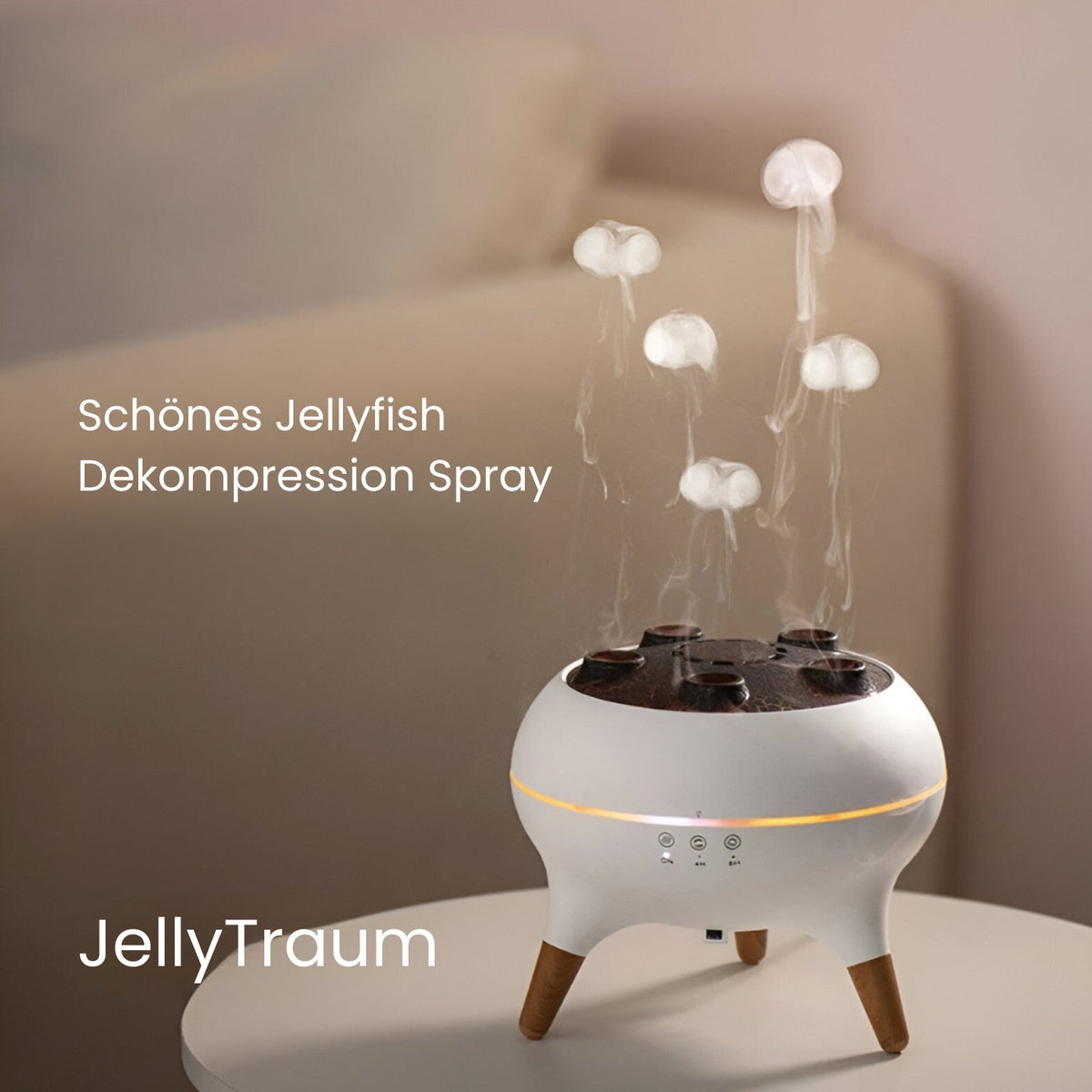 JellyTraum מפיץ ארומה עם אפקט ערפל מדוזה — אפקט עדין של שינוי צבעי LED