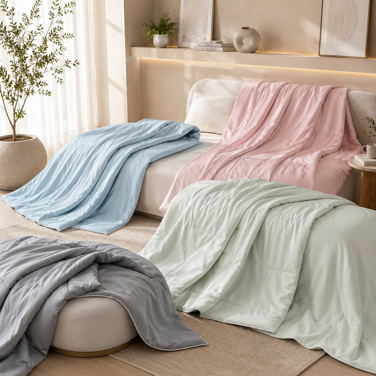 Manta refrescante de verano Cool Silk - Tejido Q Max ligero y transpirable