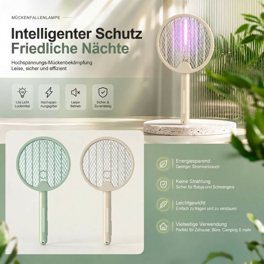 Tapette à moustiques électrique pliable MückenVogue — Raquette anti-insectes portable