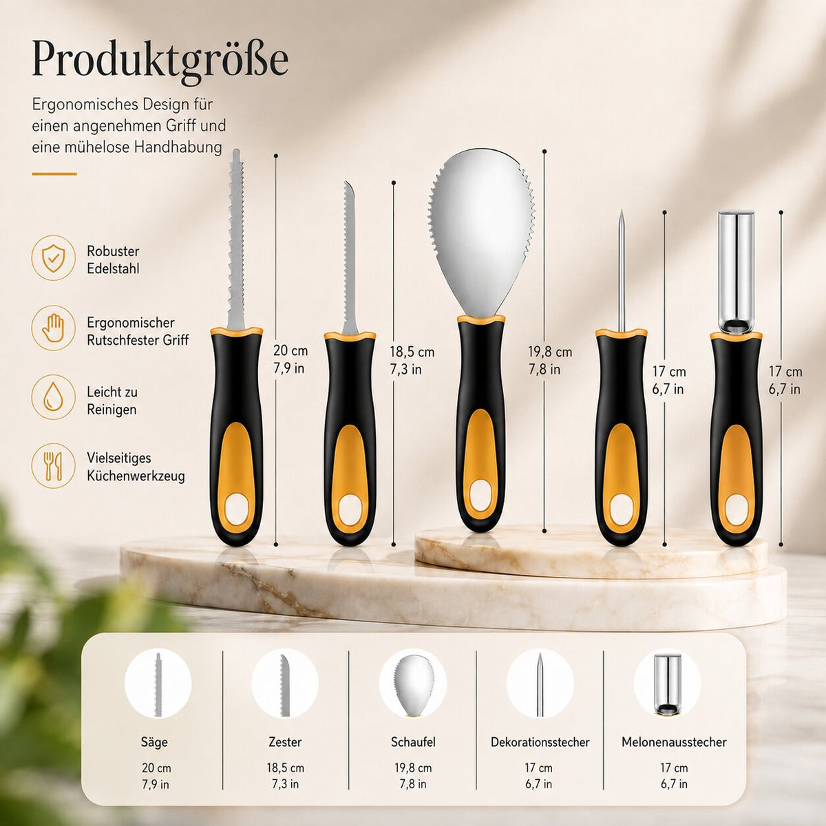 Set di utensili per intagliare le zucche di Halloween — kit per tagliare, modellare e decorare