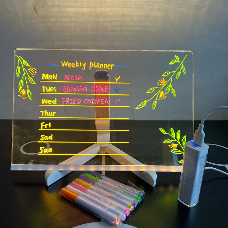 Kids LED Illuminated Drawing Board With Colorful Markers And Reusable Surface