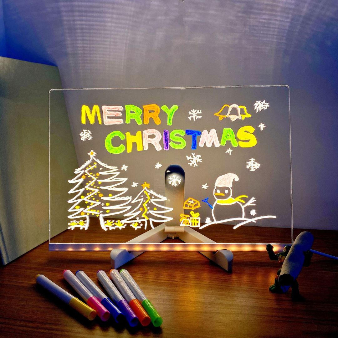 Kids LED Illuminated Drawing Board With Colorful Markers And Reusable Surface