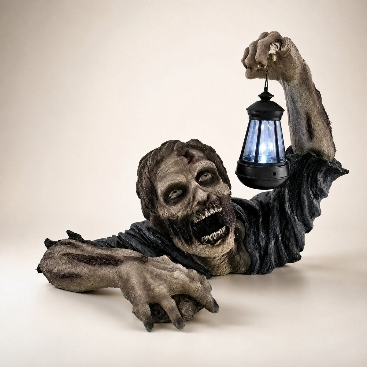 Decorațiune de Halloween cu zombi târâtor și felinar LED luminos