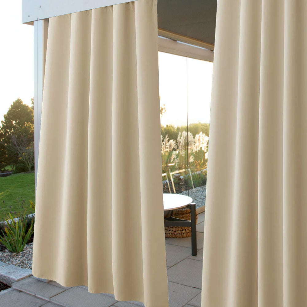 2 Panels Waterproof Patio Curtain With Eyelets Outdoor Privacy And Windproof