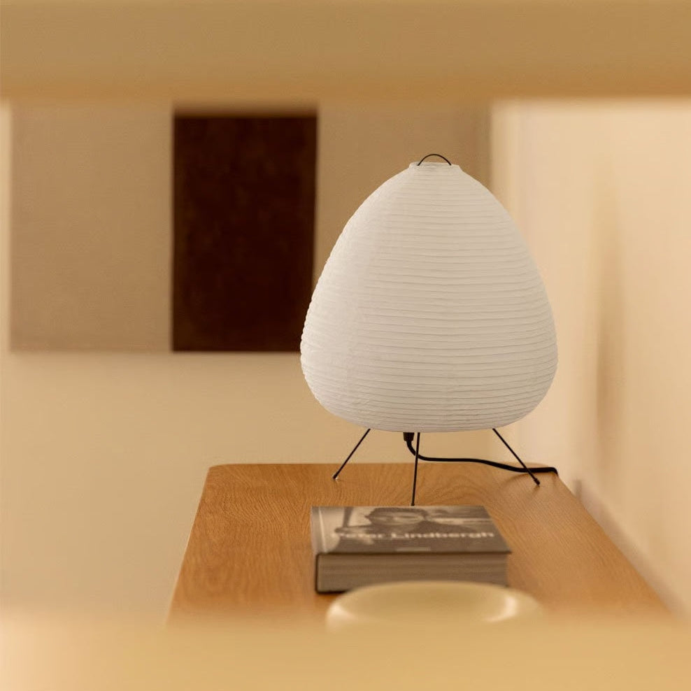 Ambient Floor Lamp With Rice Paper Shade In Japanese Style For Indoor Home Lighting