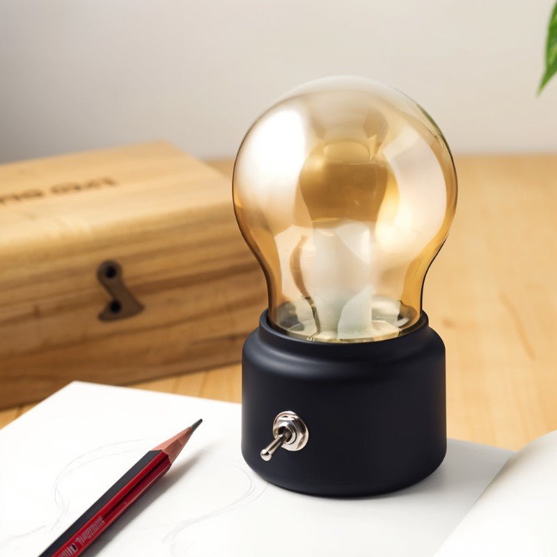 Elegant retro-skrivebordslampe med USB-port og hyggeligt lys