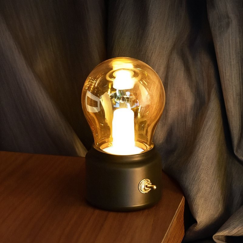 Elegant retro-skrivebordslampe med USB-port og hyggeligt lys