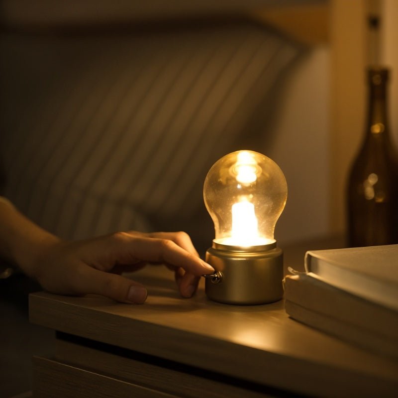 Elegant retro-skrivebordslampe med USB-port og hyggeligt lys