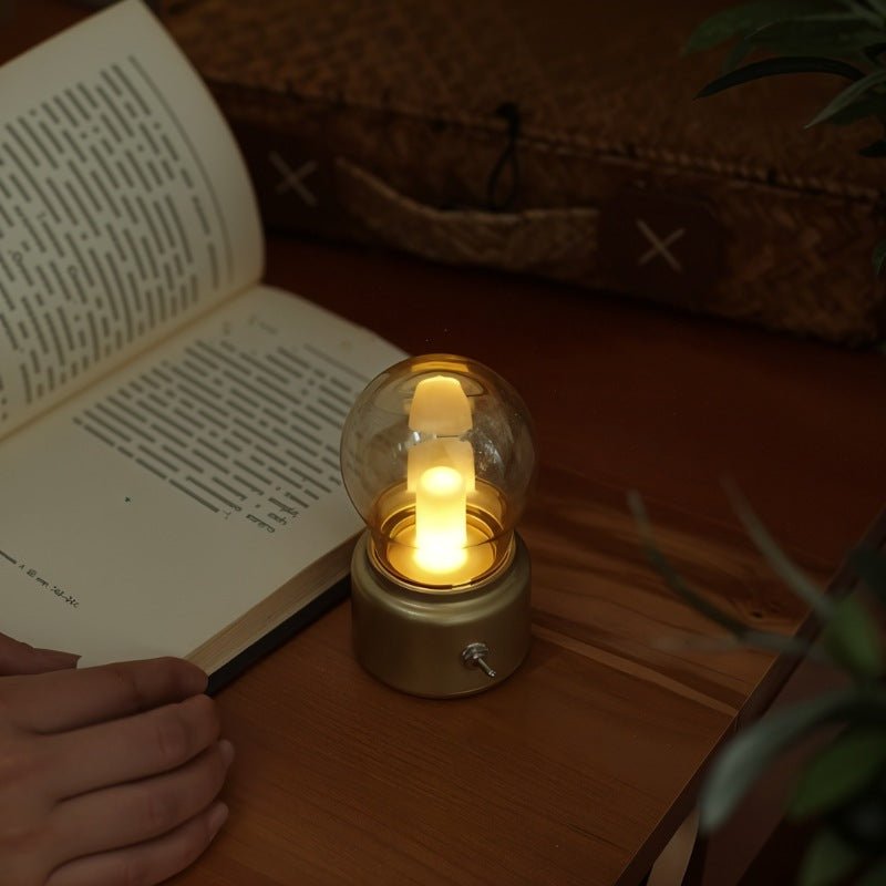 Elegant retro-skrivebordslampe med USB-port og hyggeligt lys