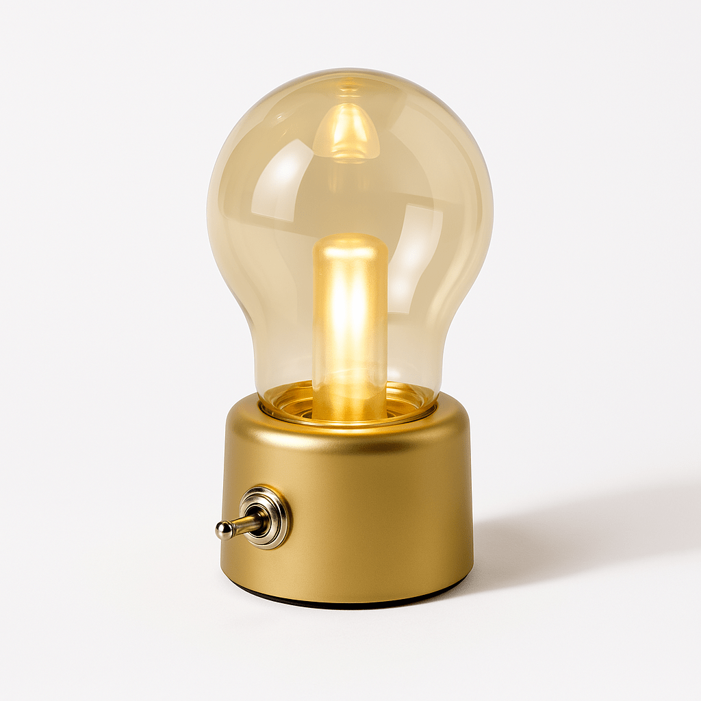 Elegant retro-skrivebordslampe med USB-port og hyggeligt lys