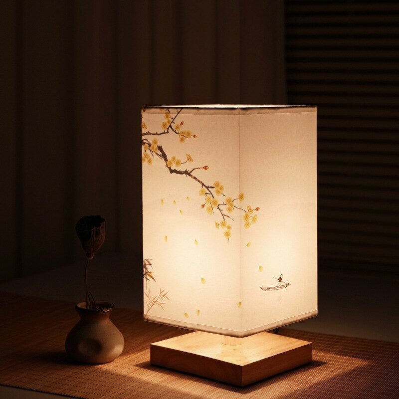 Kyomi Table Lamp With Minimalist Wooden Accent Light For Contemporary Home Decor