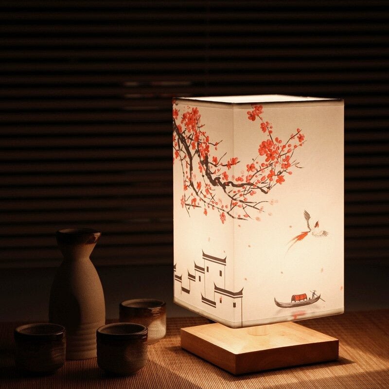 Kyomi Table Lamp With Minimalist Wooden Accent Light For Contemporary Home Decor